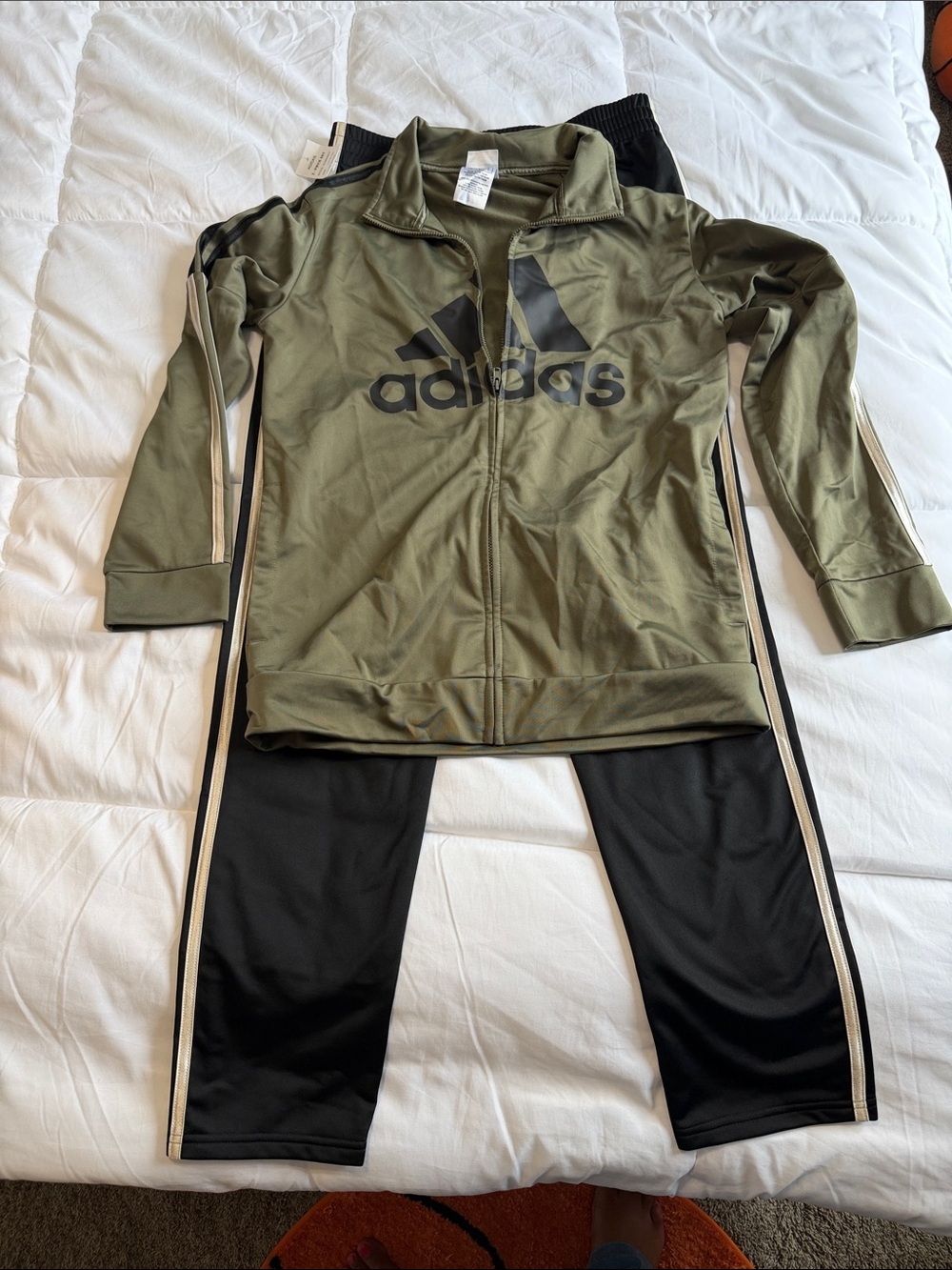 NWT adidas Olive Green & Black Kids Athletic Track Set